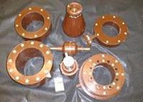Vacuum casting products (plastic insulators), commonly used in heavy electrical machinery.